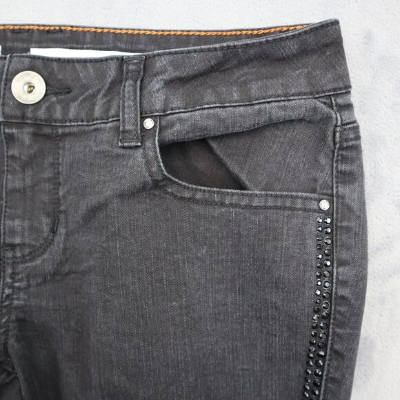 DNKY Pants Womens 6 Black Bootcut Low Rise Stretch Button Studded Denim Jeans - Picture 13 of 16